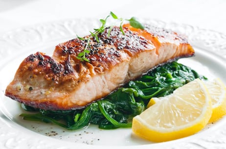 Salmon plate offered by the dining service