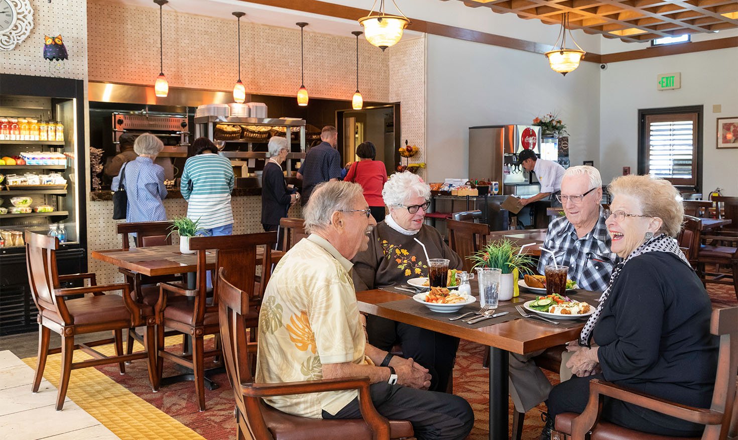 seniors enjoying a meal at the bistro