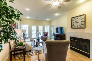 apartment living room with fireplace