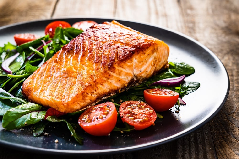 cooked salmon with veggies
