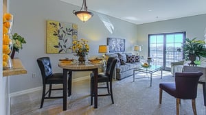 apartment dining room looking into living room
